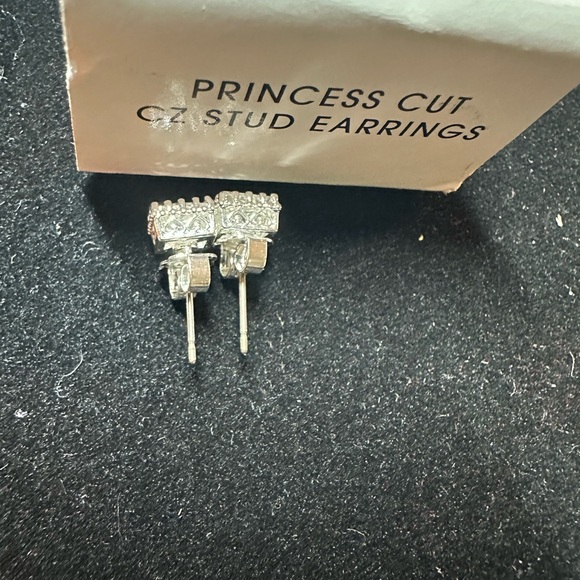 PRINCESS Cut CZ STUD EARRINGS - Picture 5 of 15